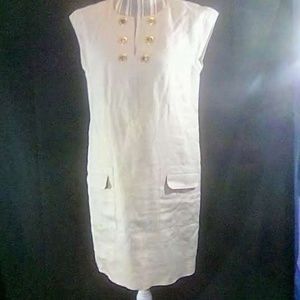Designer Beige Sleeveless Dress Size Medium